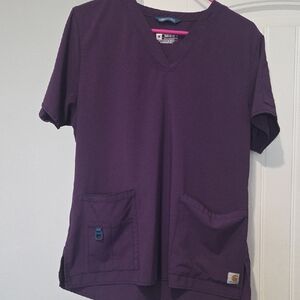 Carhartt Short Sleeve V-Neck Scrub Top in Plum